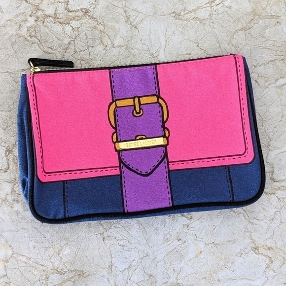 2 For $25 | ESTÉE Lauder  Make Up Pouch Pink Blue Full Zip - Picture 1 of 6